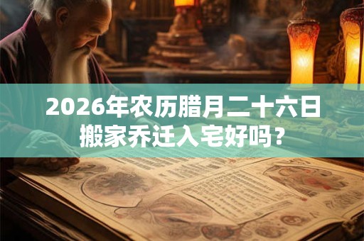 2026年农历腊月二十六日搬家乔迁入宅好吗? 2026年农历腊月二十六日搬家乔迁入宅好吗?