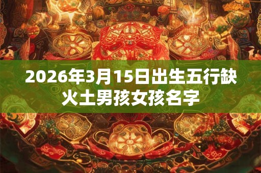 2026年3月15日出生五行缺火土男孩女孩名字 2026年3月15日出生五行缺火土男孩女孩名字