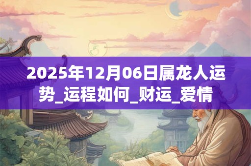 2025年12月06日属龙人运势_运程如何_财运_爱情