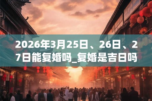 2026年3月25日、26日、27日能复婚吗_复婚是吉日吗 2026年3月25日、26日、27日能复婚吗_复婚是吉日吗