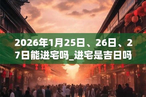 2026年1月25日、26日、27日能进宅吗_进宅是吉日吗