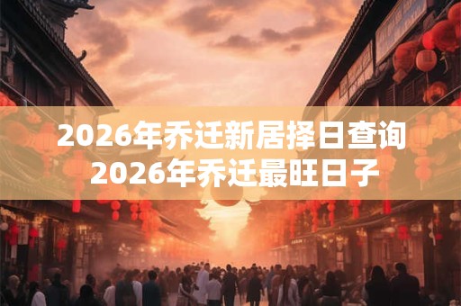 2026年乔迁新居择日查询 2026年乔迁最旺日子 2026年乔迁新居择日查询 2026年乔迁最旺日子