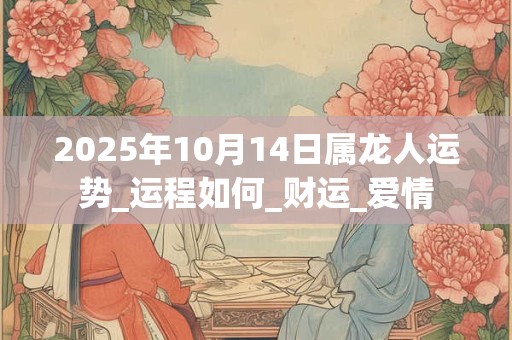 2025年10月14日属龙人运势_运程如何_财运_爱情 2025年10月14日属龙人运势_运程如何_财运_爱情