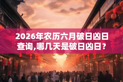 2026年农历六月破日凶日查询,哪几天是破日凶日? 2026年农历六月破日凶日查询,哪几天是破日凶日?