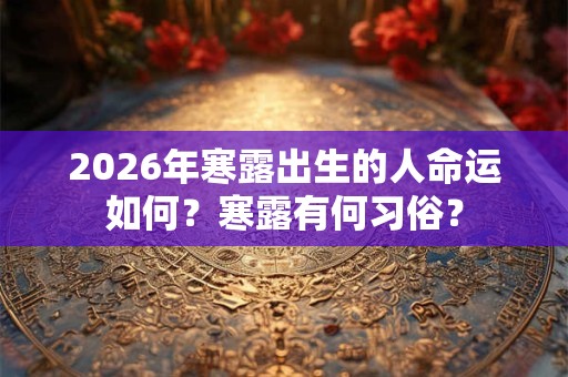2026年寒露出生的人命运如何?寒露有何习俗? 2026年寒露出生的人命运如何?寒露有何习俗?