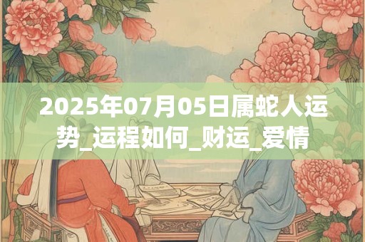 2025年07月05日属蛇人运势_运程如何_财运_爱情 2025年07月05日属蛇人运势_运程如何_财运_爱情