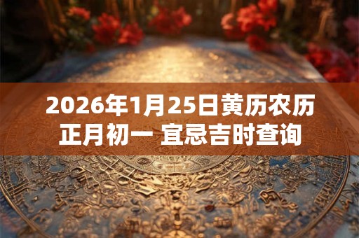 2026年1月25日黄历农历正月初一 宜忌吉时查询 2026年1月25日黄历农历正月初一 宜忌吉时查询