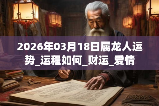 2026年03月18日属龙人运势_运程如何_财运_爱情 2026年03月18日属龙人运势_运程如何_财运_爱情