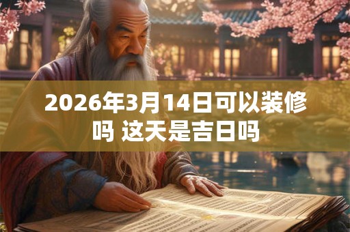 2026年3月14日可以装修吗 这天是吉日吗 2026年3月14日可以装修吗 这天是吉日吗
