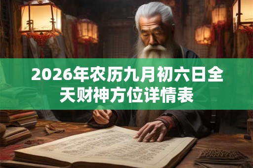 2026年农历九月初六日全天财神方位详情表