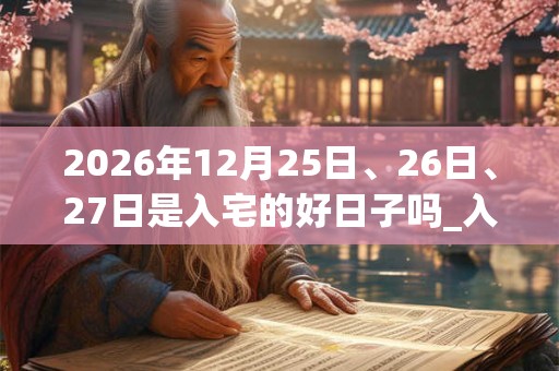 2026年12月25日、26日、27日是入宅的好日子吗_入宅可以吗 2026年12月25日、26日、27日是入宅的好日子吗_入宅可以吗