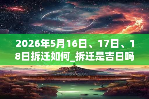 2026年5月16日、17日、18日拆迁如何_拆迁是吉日吗 2026年5月16日、17日、18日拆迁如何_拆迁是吉日吗