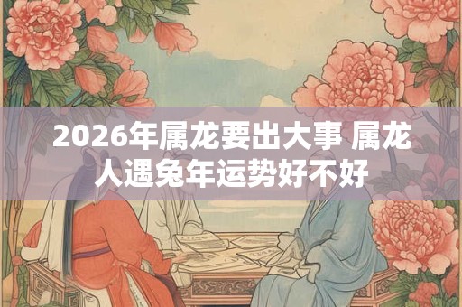 2026年属龙要出大事 属龙人遇兔年运势好不好 2026年属龙要出大事 属龙人遇兔年运势好不好