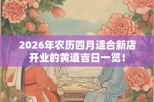 2026年农历四月适合新店开业的黄道吉日一览！