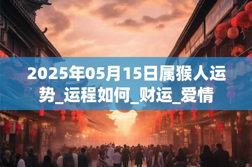 2025年05月15日属猴人运势_运程如何_财运_爱情 2025年05月15日属猴人运势_运程如何_财运_爱情