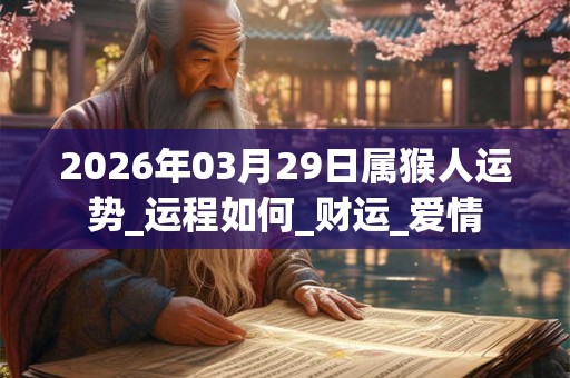 2026年03月29日属猴人运势_运程如何_财运_爱情
