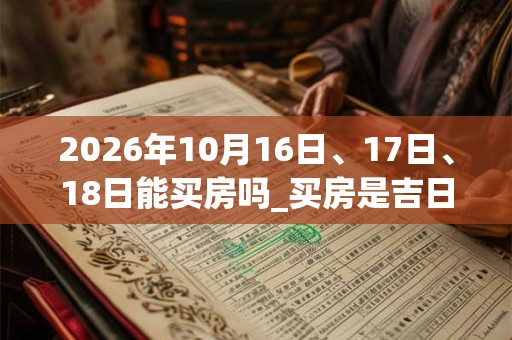 2026年10月16日、17日、18日能买房吗_买房是吉日吗
