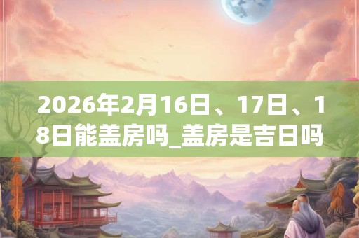 2026年2月16日、17日、18日能盖房吗_盖房是吉日吗
