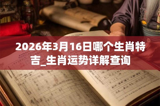 2026年3月16日哪个生肖特吉_生肖运势详解查询