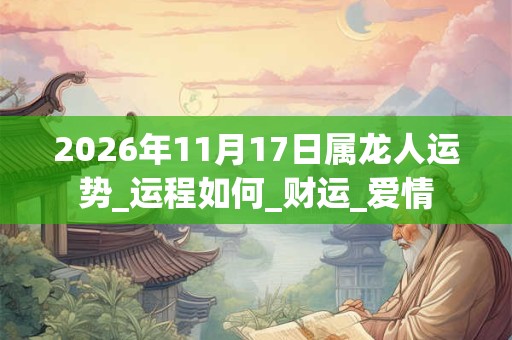 2026年11月17日属龙人运势_运程如何_财运_爱情 2026年11月17日属龙人运势_运程如何_财运_爱情