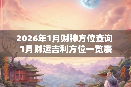 2026年1月财神方位查询 1月财运吉利方位一览表