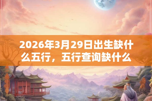 2026年3月29日出生缺什么五行，五行查询缺什么
