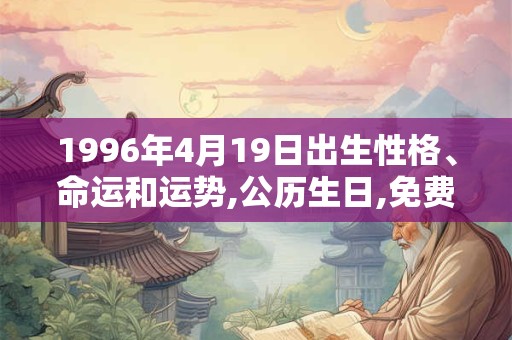 1996年4月19日出生性格、命运和运势,公历生日,免费算命 1996年4月19日出生性格、命运和运势,公历生日,免费算命
