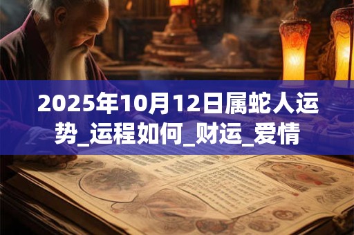 2025年10月12日属蛇人运势_运程如何_财运_爱情 2025年10月12日属蛇人运势_运程如何_财运_爱情