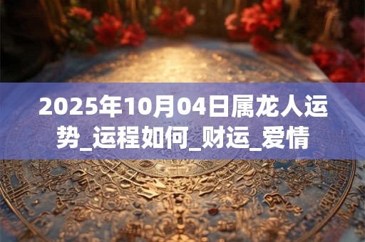 2025年10月04日属龙人运势_运程如何_财运_爱情 2025年10月04日属龙人运势_运程如何_财运_爱情
