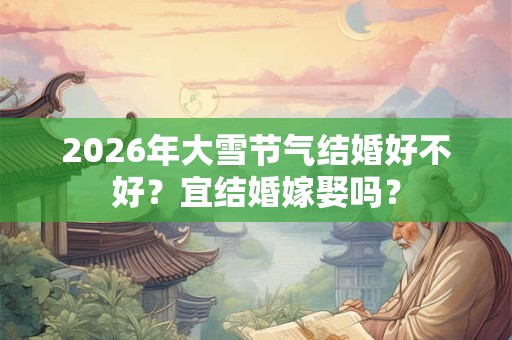 2026年大雪节气结婚好不好?宜结婚嫁娶吗? 2026年大雪节气结婚好不好?宜结婚嫁娶吗?