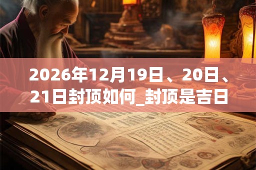 2026年12月19日、20日、21日封顶如何_封顶是吉日吗 2026年12月19日、20日、21日封顶如何_封顶是吉日吗