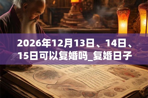 2026年12月13日、14日、15日可以复婚吗_复婚日子好吗 2026年12月13日、14日、15日可以复婚吗_复婚日子好吗
