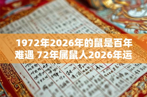 1972年2026年的鼠是百年难遇 72年属鼠人2026年运势
