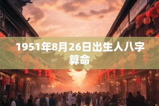 1951年8月26日出生人八字算命