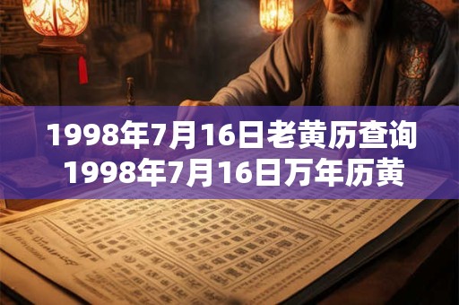 1998年7月16日老黄历查询 1998年7月16日万年历黄道吉日