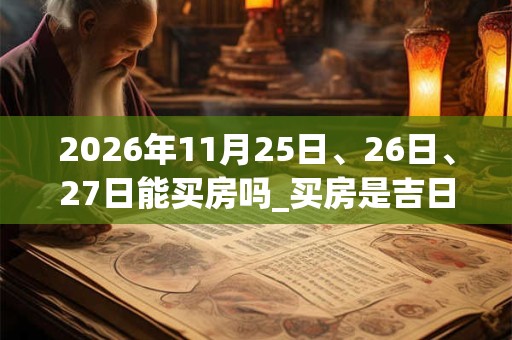 2026年11月25日、26日、27日能买房吗_买房是吉日吗 2026年11月25日、26日、27日能买房吗_买房是吉日吗