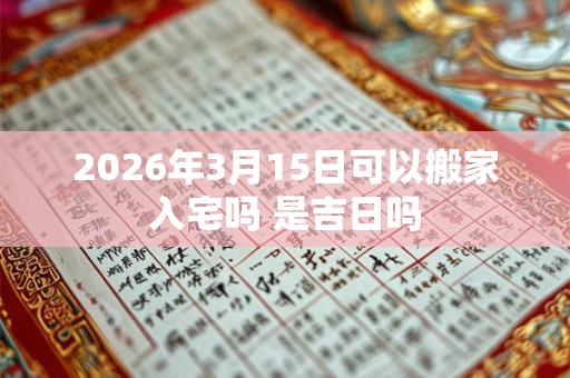 2026年3月15日可以搬家入宅吗 是吉日吗 2026年3月15日可以搬家入宅吗 是吉日吗