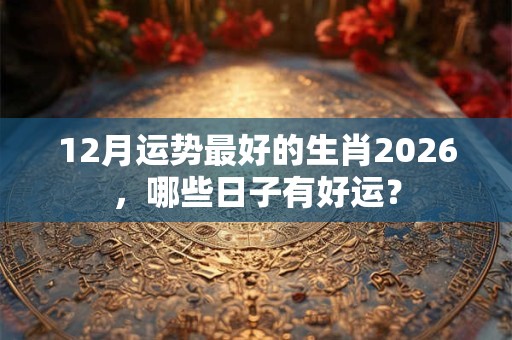 12月运势最好的生肖2026,哪些日子有好运? 12月运势最好的生肖2026,哪些日子有好运?