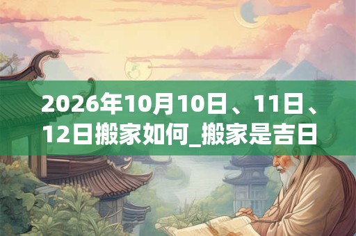 2026年10月10日、11日、12日搬家如何_搬家是吉日吗