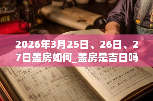 2026年3月25日、26日、27日盖房如何_盖房是吉日吗 2026年3月25日、26日、27日盖房如何_盖房是吉日吗