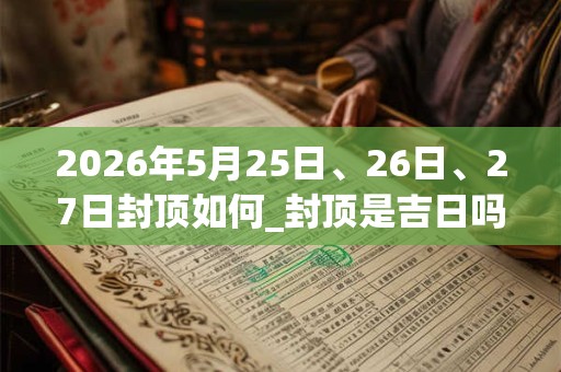 2026年5月25日、26日、27日封顶如何_封顶是吉日吗