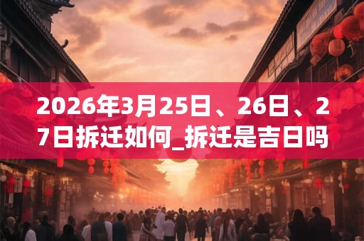 2026年3月25日、26日、27日拆迁如何_拆迁是吉日吗