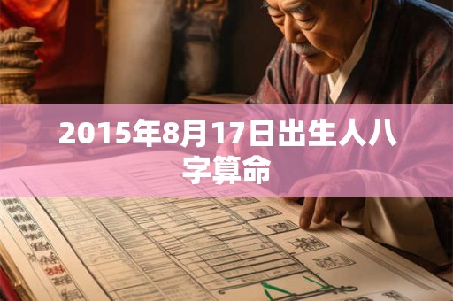 2015年8月17日出生人八字算命 2015年8月17日出生人八字算命