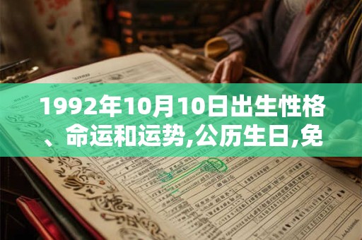 1992年10月10日出生性格、命运和运势,公历生日,免费算命 1992年10月10日出生性格、命运和运势,公历生日,免费算命