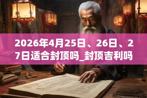 2026年4月25日、26日、27日适合封顶吗_封顶吉利吗