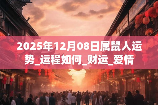 2025年12月08日属鼠人运势_运程如何_财运_爱情