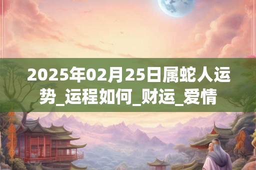 2025年02月25日属蛇人运势_运程如何_财运_爱情 2025年02月25日属蛇人运势_运程如何_财运_爱情