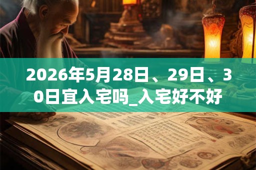 2026年5月28日、29日、30日宜入宅吗_入宅好不好