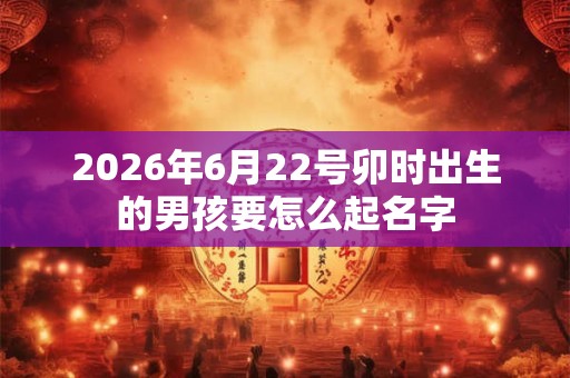 2026年6月22号卯时出生的男孩要怎么起名字