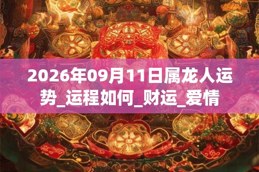 2026年09月11日属龙人运势_运程如何_财运_爱情